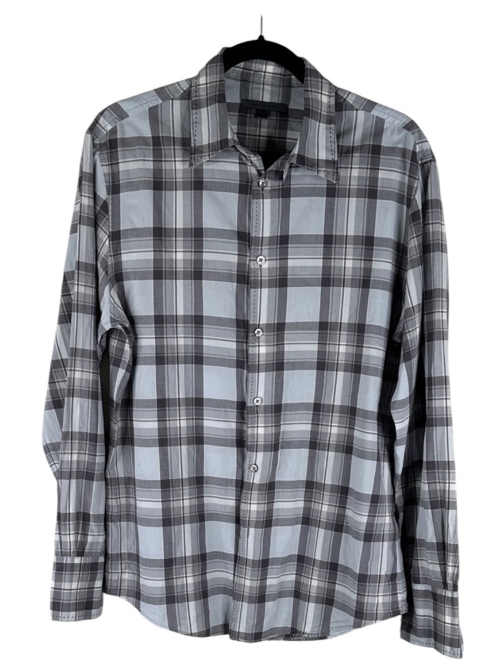 John Varvatos Men's Plaid 100% Cotton Button Down Long Sleeve Shirt Size‎ Medium